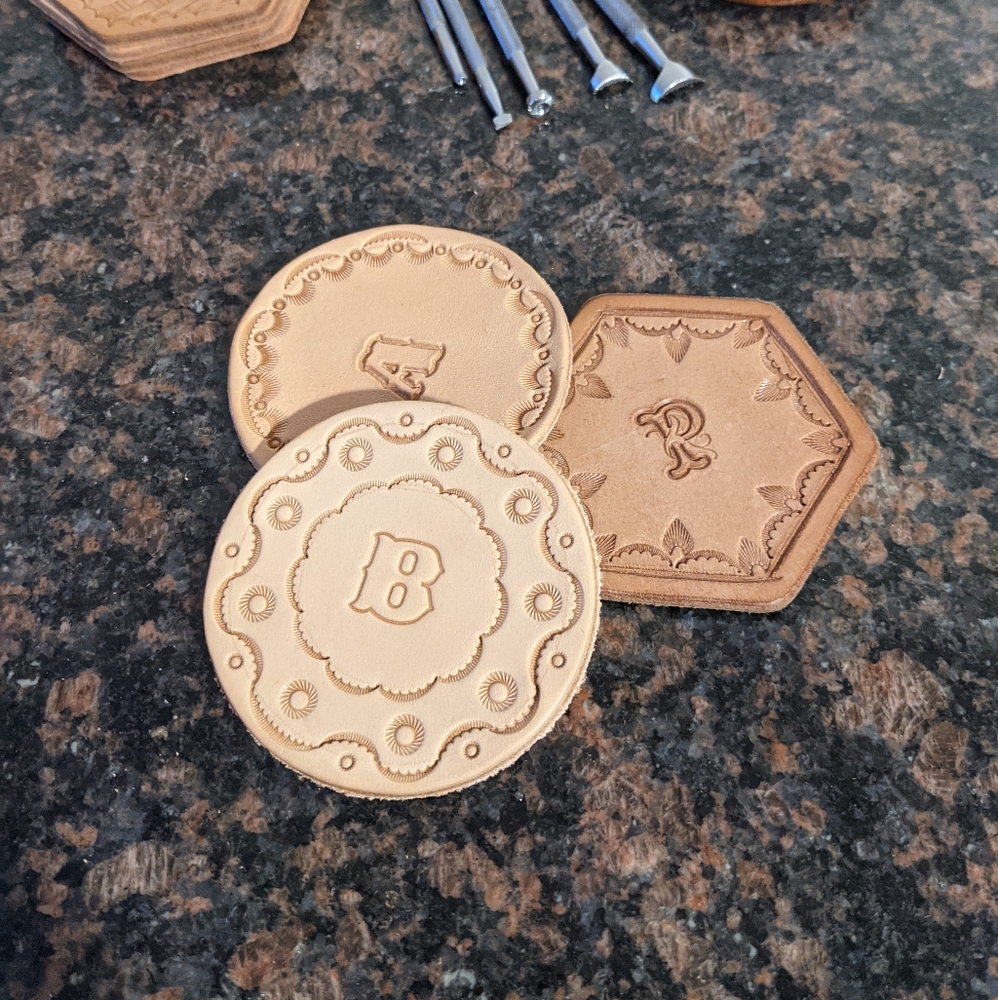 Leather coaster sets - Picture 3 of 6